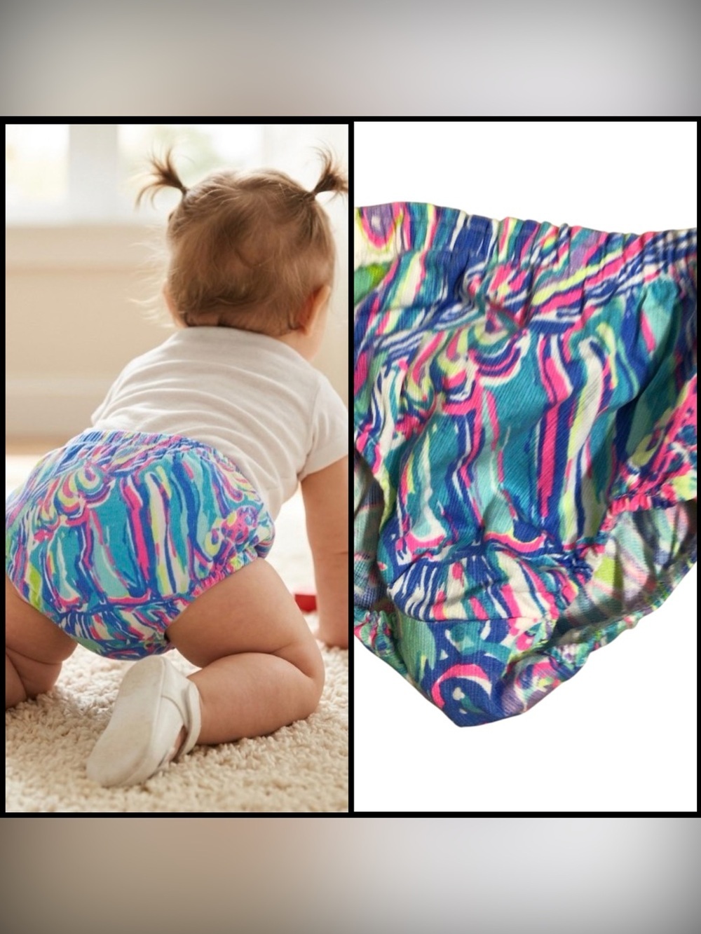 Lilly Pulitzer Splash Watercolor Tropical Baby Diaper Cover Bloomer 18-24 Months